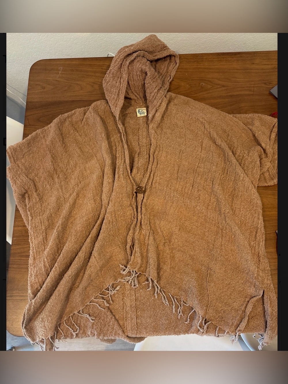 Jaded GypsyHooded Poncho Cape in Rust Brown